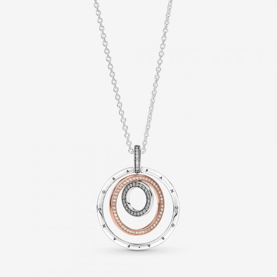 Pendiente y collar de círculos PANDORA en dos tonos - 389483C01 - Haga click en la imagen para cerrar