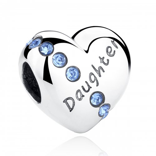 Charm de corazón de hija en plata al estilo Pandora - SCC007