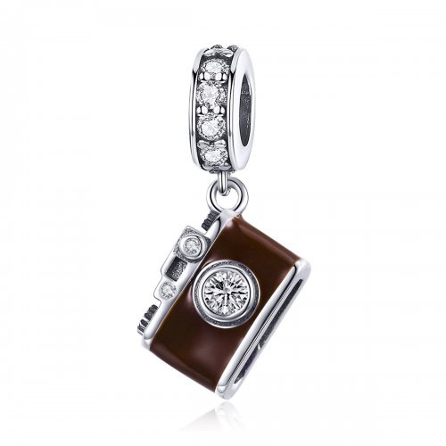 Colgante cámara digital vintage de estilo Pandora en plata - SCC953