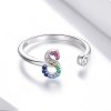 Anillo abierto estilo Pandora con letra S en colores vibrantes - SCR723-S