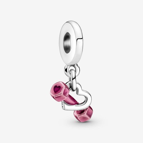 Charm colgante con mancuernas y corazón de PANDORA - 799545C01