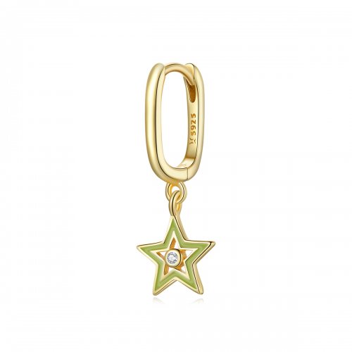 Pendientes colgantes de estrella brillante chapados en oro de 18 quilates e