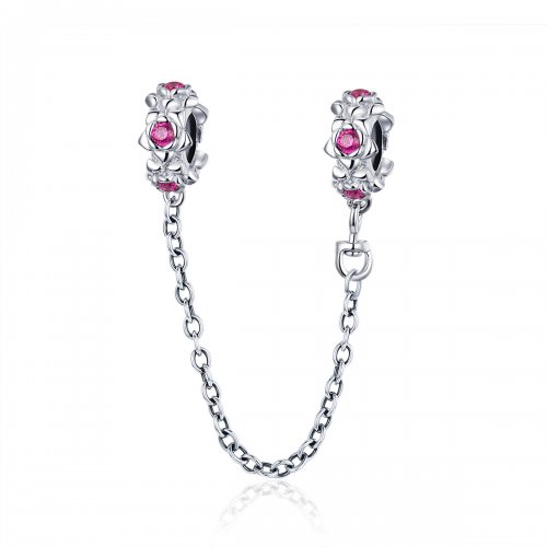 Cadena de seguridad estilo Pandora de plata con guirnalda de hadas - BSC035 Cadena de seguridad estilo Pandora de plata con guirnalda de hadas - BSC035