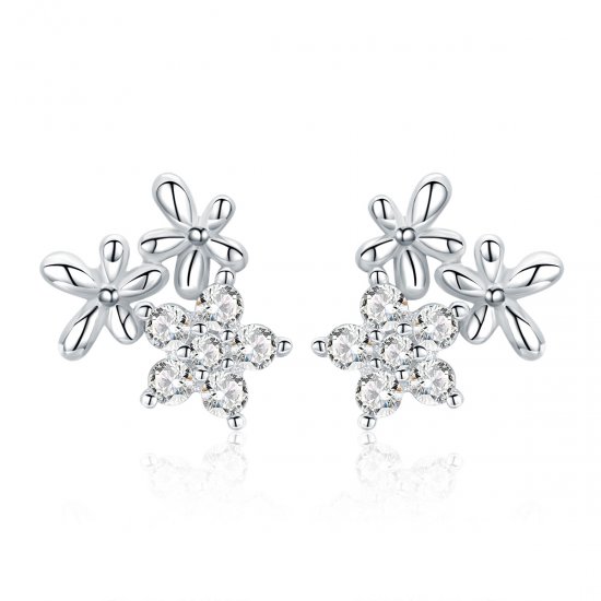 Pendientes de Gypsophila de Plata Estilo Pandora - BSE030 - Haga click en la imagen para cerrar