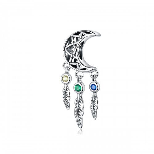 Pendiente colgante estilo Pandora con atrapasueños de plata - SCC1232