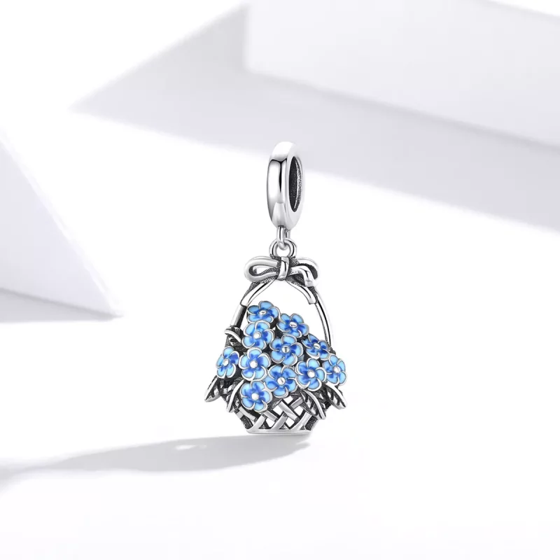 (imagen para) Canasta de flores colgante de estilo Pandora en plata - SCC1717 - Ver 2