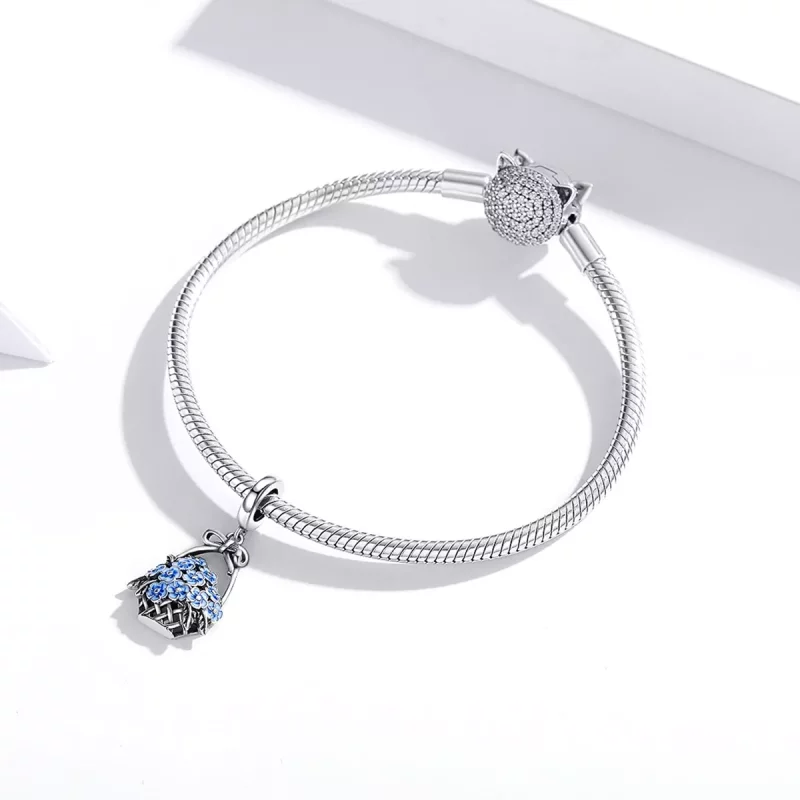 (imagen para) Canasta de flores colgante de estilo Pandora en plata - SCC1717 - Ver 3