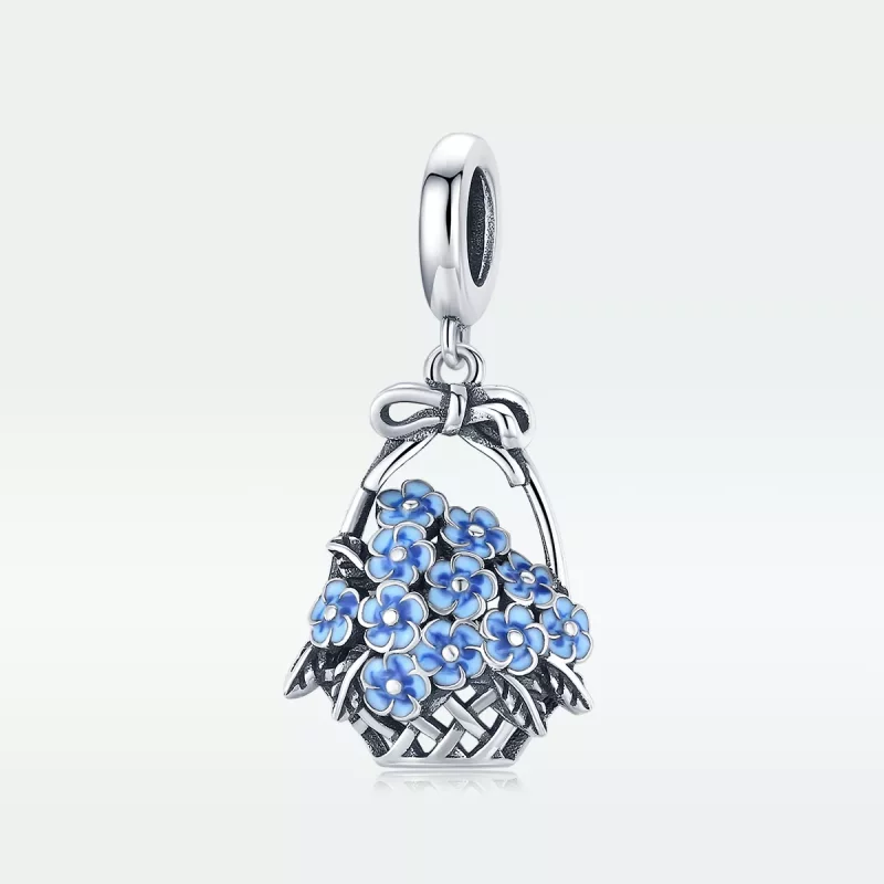 (imagen para) Canasta de flores colgante de estilo Pandora en plata - SCC1717 - Ver 5