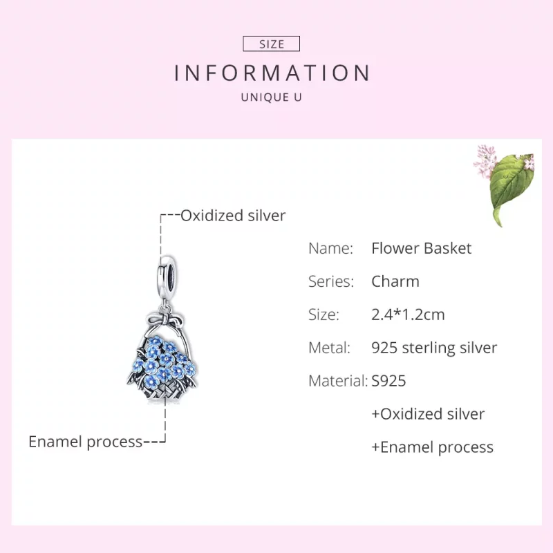 (imagen para) Canasta de flores colgante de estilo Pandora en plata - SCC1717 - Ver 6