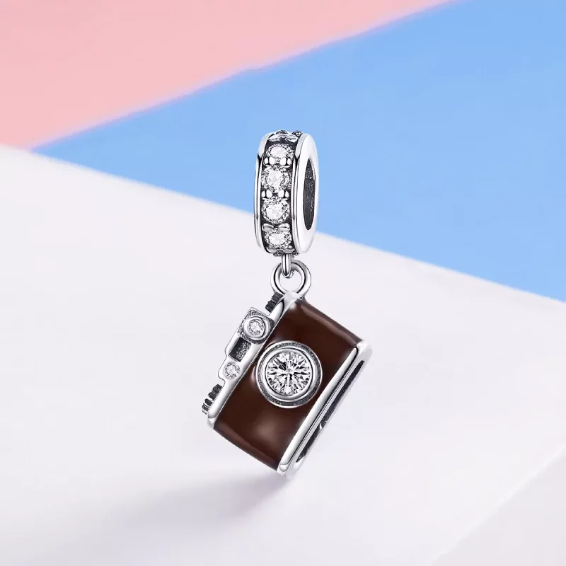 (imagen para) Colgante cámara digital vintage de estilo Pandora en plata - SCC953 - Ver 2