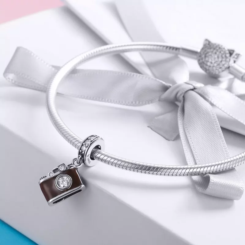 (imagen para) Colgante cámara digital vintage de estilo Pandora en plata - SCC953 - Ver 3