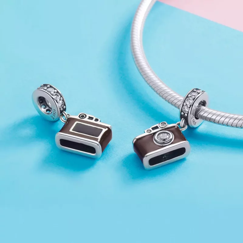 (imagen para) Colgante cámara digital vintage de estilo Pandora en plata - SCC953 - Ver 4