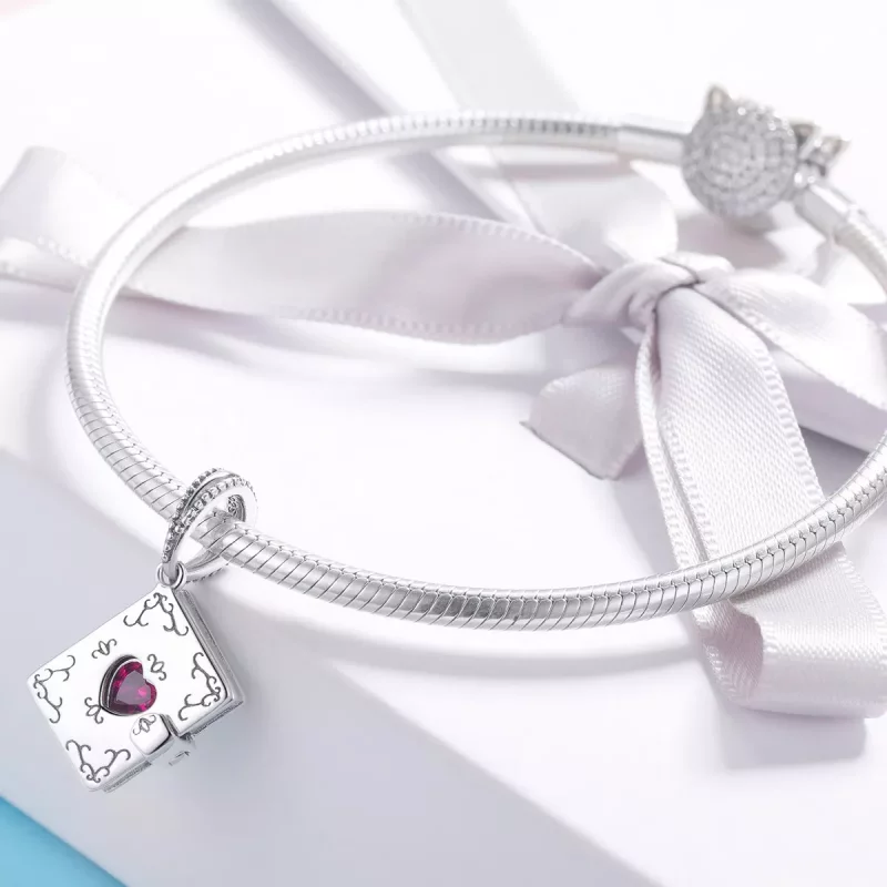 (imagen para) Colgante con letra de amor plateada estilo Pandora - SCC980 - Ver 3