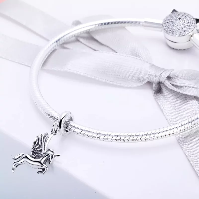 (imagen para) Colgante con memoria de unicornio plateado estilo Pandora - SCC704 - Ver 2