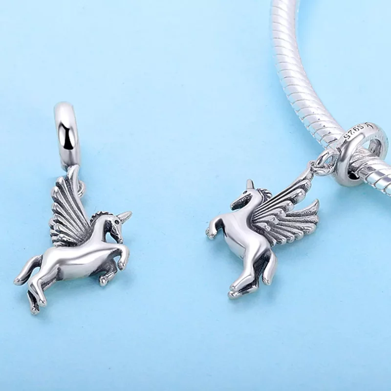(imagen para) Colgante con memoria de unicornio plateado estilo Pandora - SCC704 - Ver 5