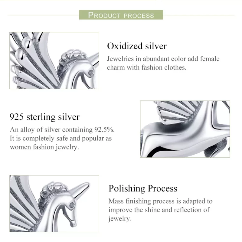 (imagen para) Colgante con memoria de unicornio plateado estilo Pandora - SCC704 - Ver 7