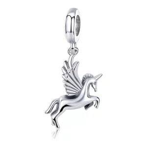 (imagen para) Colgante con memoria de unicornio plateado estilo Pandora - SCC704