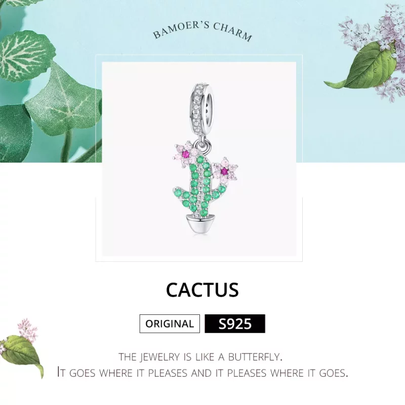 (imagen para) Colgante de Cactus de Plata con Estilo Pandora - BSC121 - Ver 5
