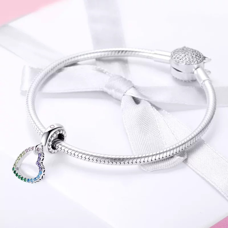 (imagen para) Colgante de corazón colorido estilo Pandora en plata - SCC896 - Ver 3