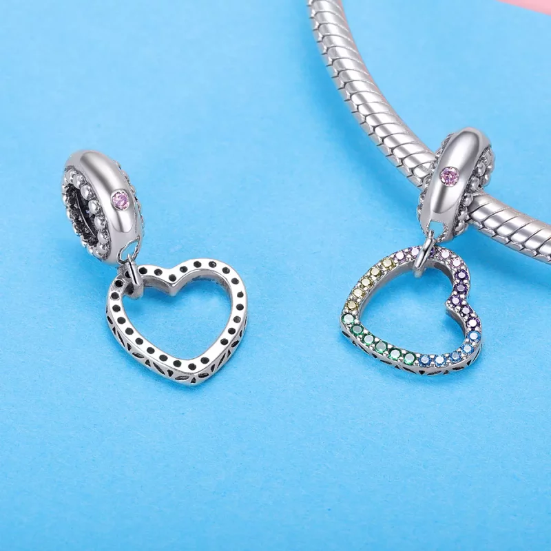 (imagen para) Colgante de corazón colorido estilo Pandora en plata - SCC896 - Ver 4
