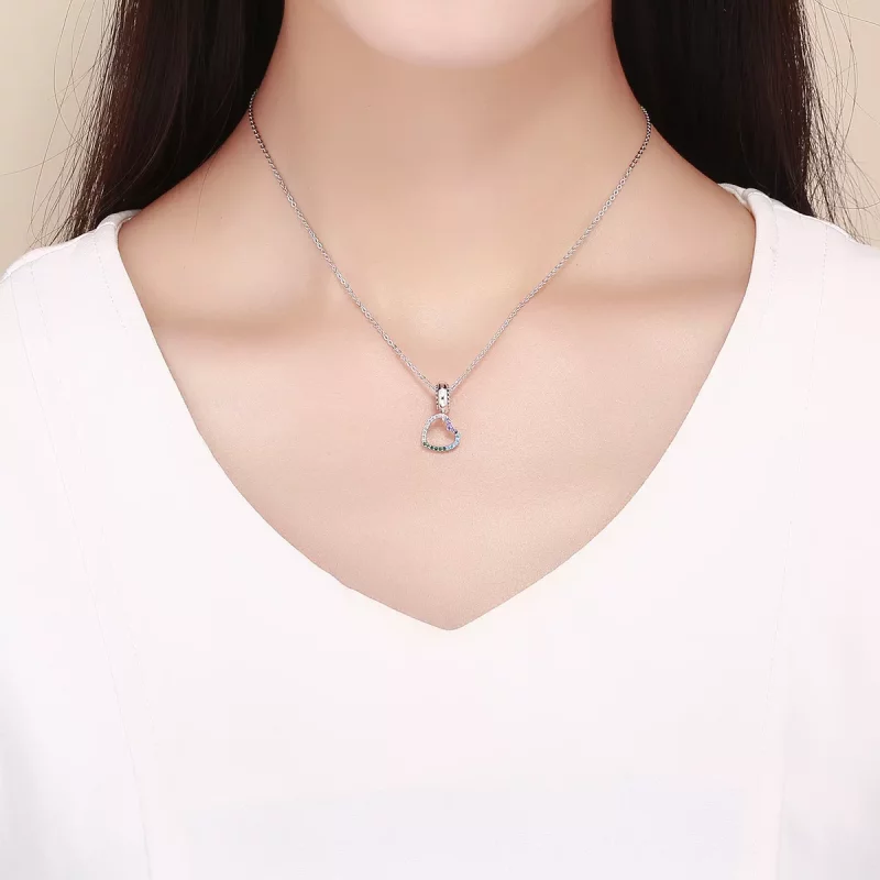 (imagen para) Colgante de corazón colorido estilo Pandora en plata - SCC896 - Ver 5