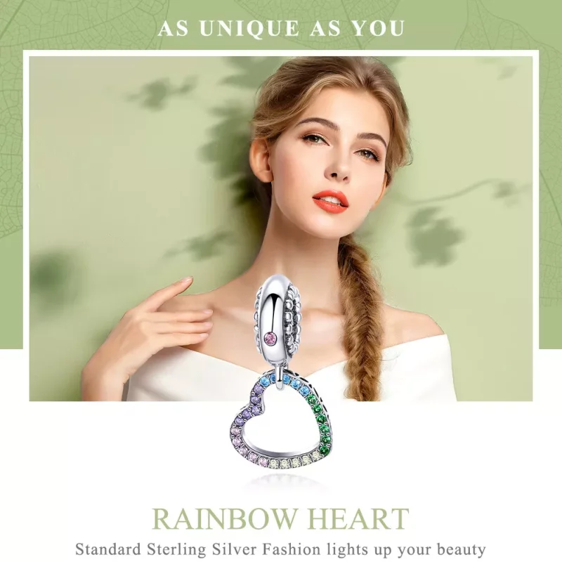 (imagen para) Colgante de corazón colorido estilo Pandora en plata - SCC896 - Ver 6