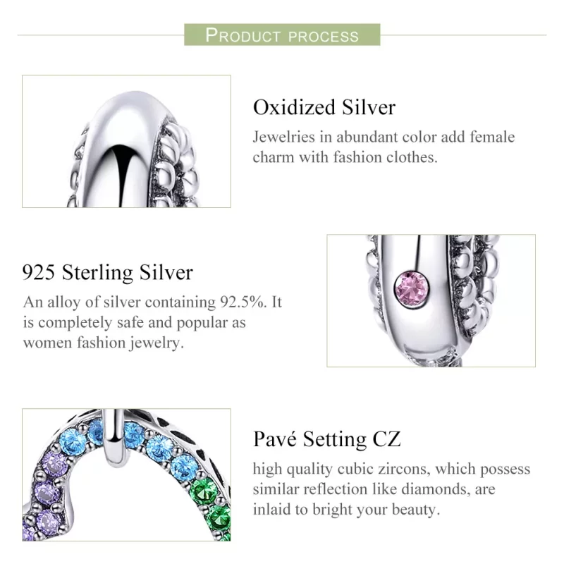 (imagen para) Colgante de corazón colorido estilo Pandora en plata - SCC896 - Ver 7