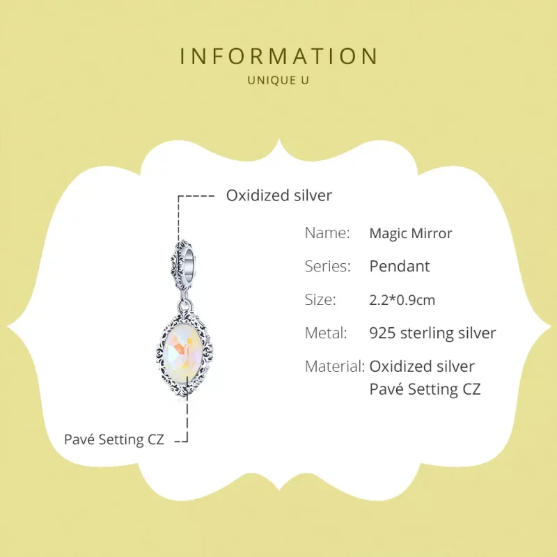 (imagen para) Colgante de espejo mágico plateado estilo Pandora - SCC1815 - Ver 6