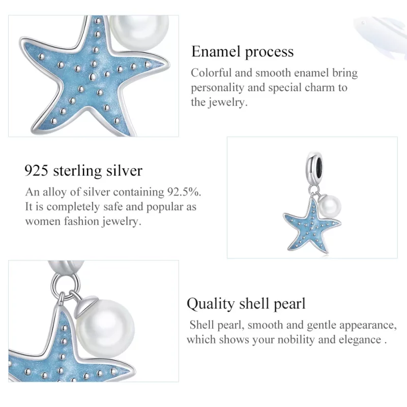 (imagen para) Colgante de Estrella de Mar de Plata con estilo Pandora - SCC1807 - Ver 7