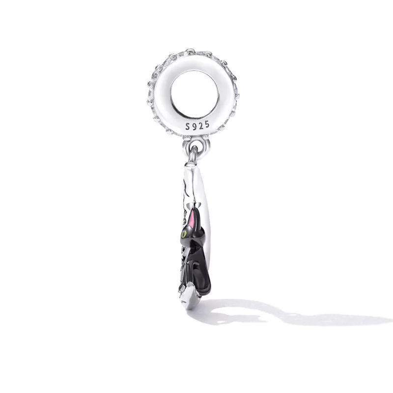 (imagen para) Colgante de Gato Negro de Estilo Pandora con Luna - SCC2218 - Ver 3