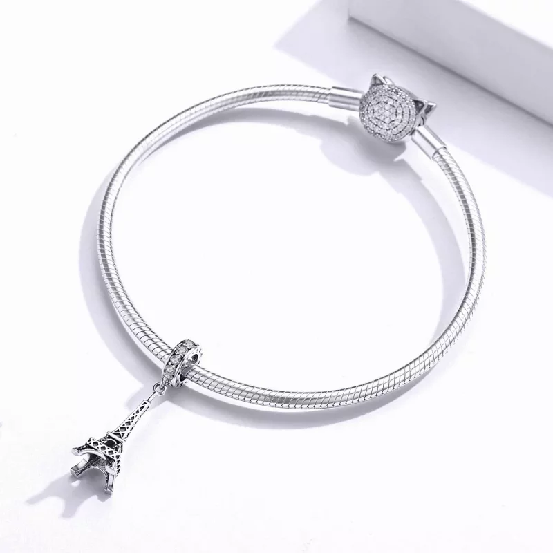 (imagen para) Colgante de la Torre Eiffel de París en plata estilo Pandora - BSC154 - Ver 3