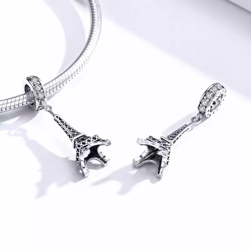 (imagen para) Colgante de la Torre Eiffel de París en plata estilo Pandora - BSC154 - Ver 4