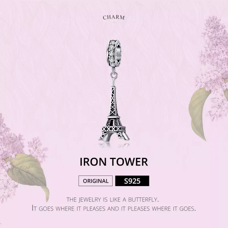 (imagen para) Colgante de la Torre Eiffel de París en plata estilo Pandora - BSC154 - Ver 6