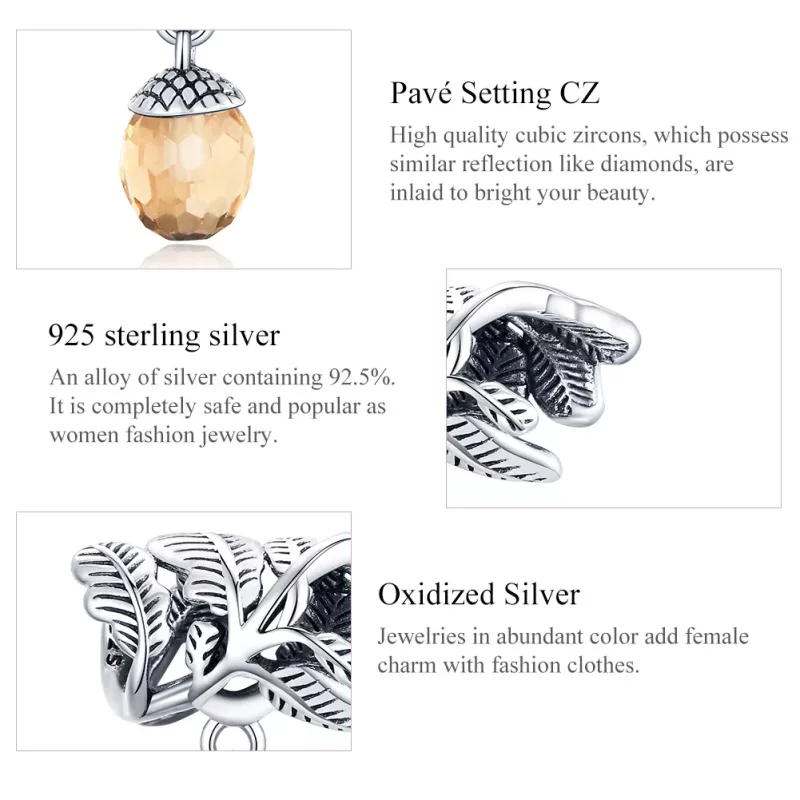 (imagen para) Colgante de piña de la suerte en estilo Pandora de plata - BSC336 - Ver 7