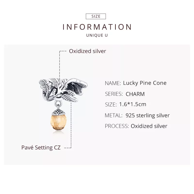 (imagen para) Colgante de piña de la suerte en estilo Pandora de plata - BSC336 - Ver 8