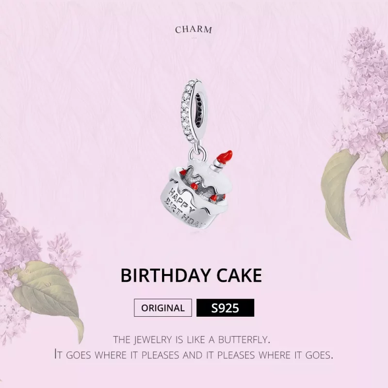 (imagen para) Colgante de tarta de cumpleaños plateado con estilo Pandora - SCC1848 - Ver 7