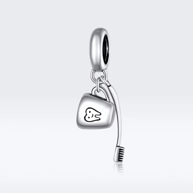 (imagen para) Colgante de taza y cepillo de dientes plateado estilo Pandora - SCC1597 - Ver 5