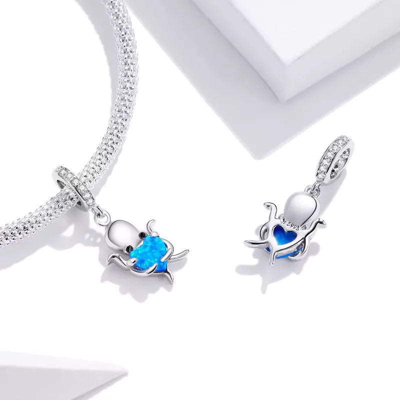 (imagen para) Colgante Encantador de Pulpo de Plata Estilo Pandora - SCC1831 - Ver 4