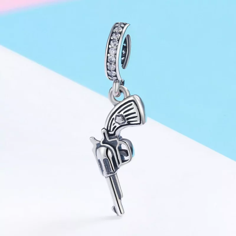 (imagen para) Colgante estilo Pandora de Revólver de Plata - SCC508 - Ver 3