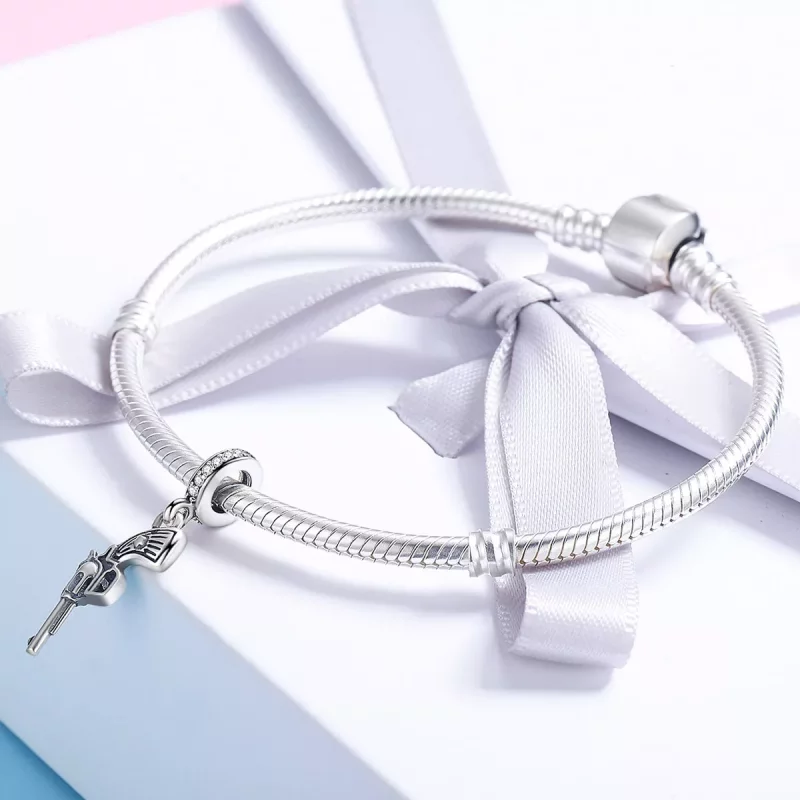 (imagen para) Colgante estilo Pandora de Revólver de Plata - SCC508 - Ver 4