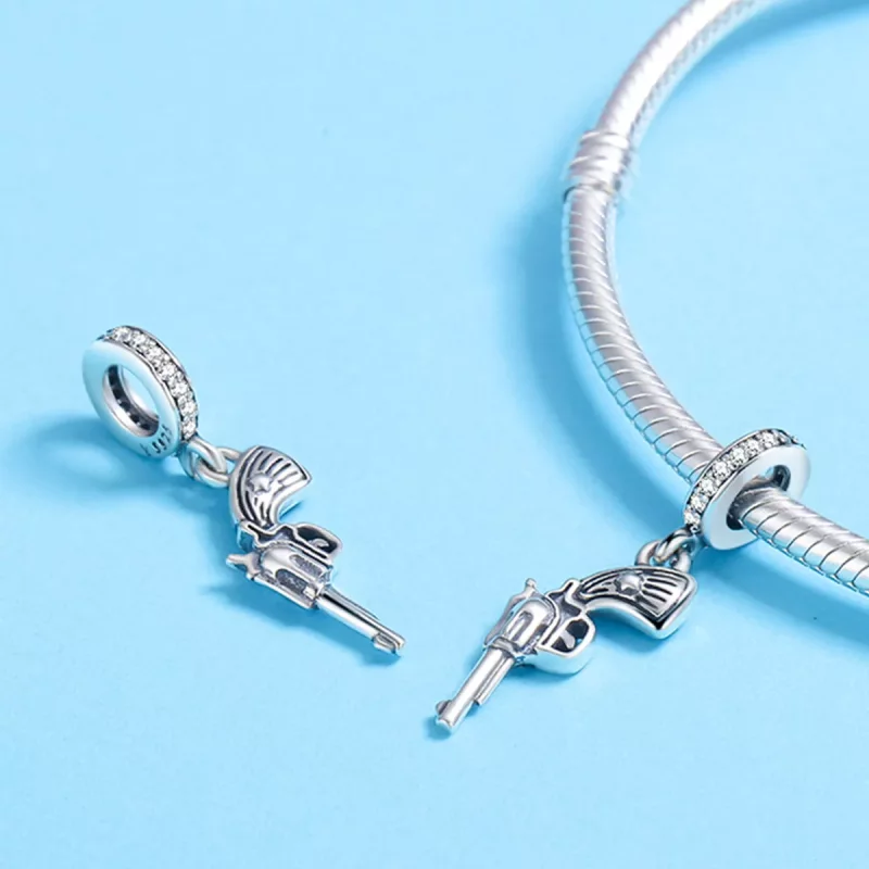 (imagen para) Colgante estilo Pandora de Revólver de Plata - SCC508 - Ver 5