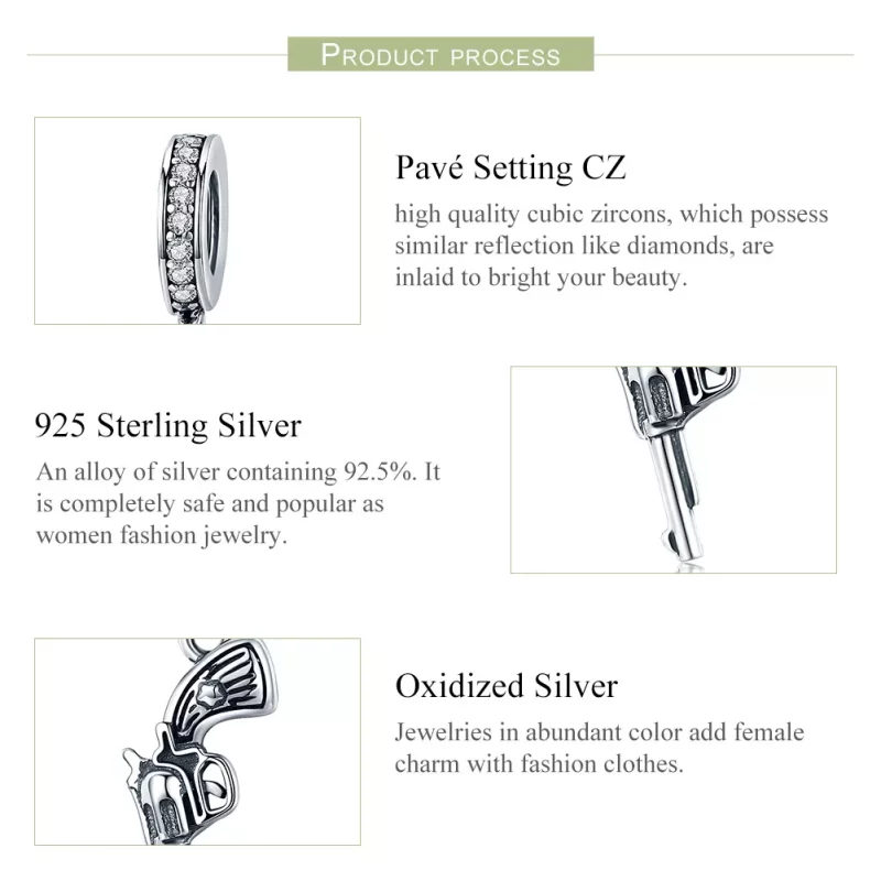 (imagen para) Colgante estilo Pandora de Revólver de Plata - SCC508 - Ver 6