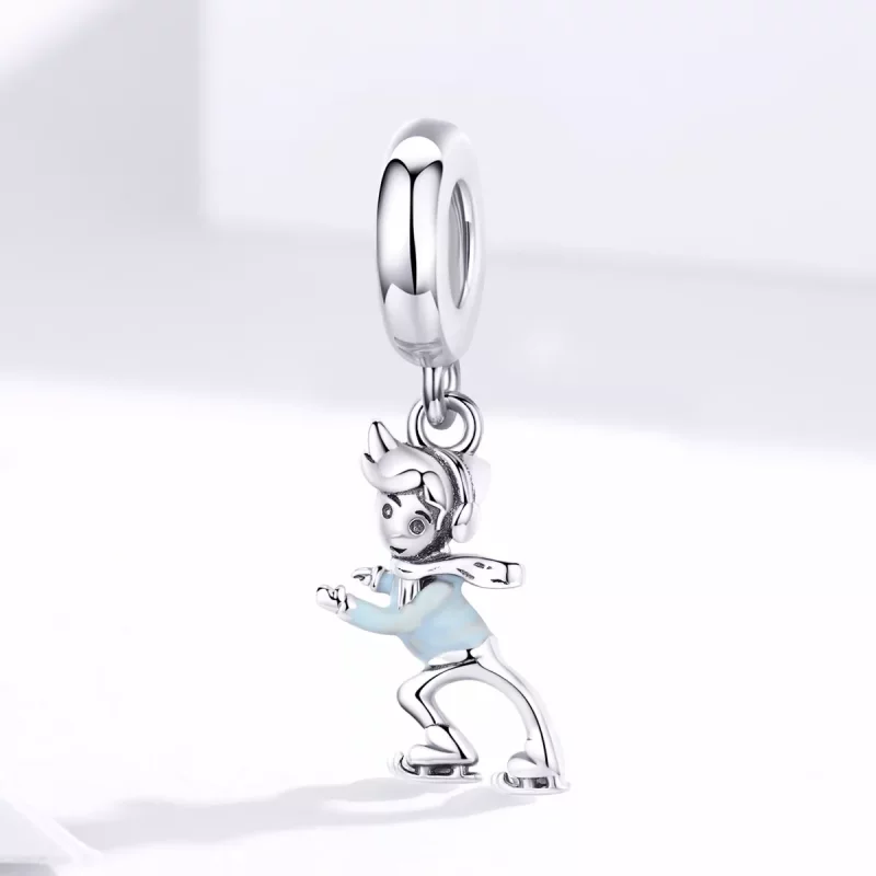 (imagen para) Colgante estilo Pandora de un niño pequeño esquiando - SCC1352 - Ver 3