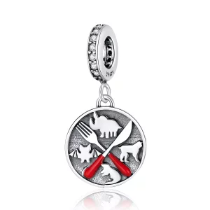 Colgante estilo Pandora "Rechaza comer animales salvajes" - SCC1588 (imagen para) Colgante estilo Pandora "Rechaza comer animales salvajes" - SCC1588