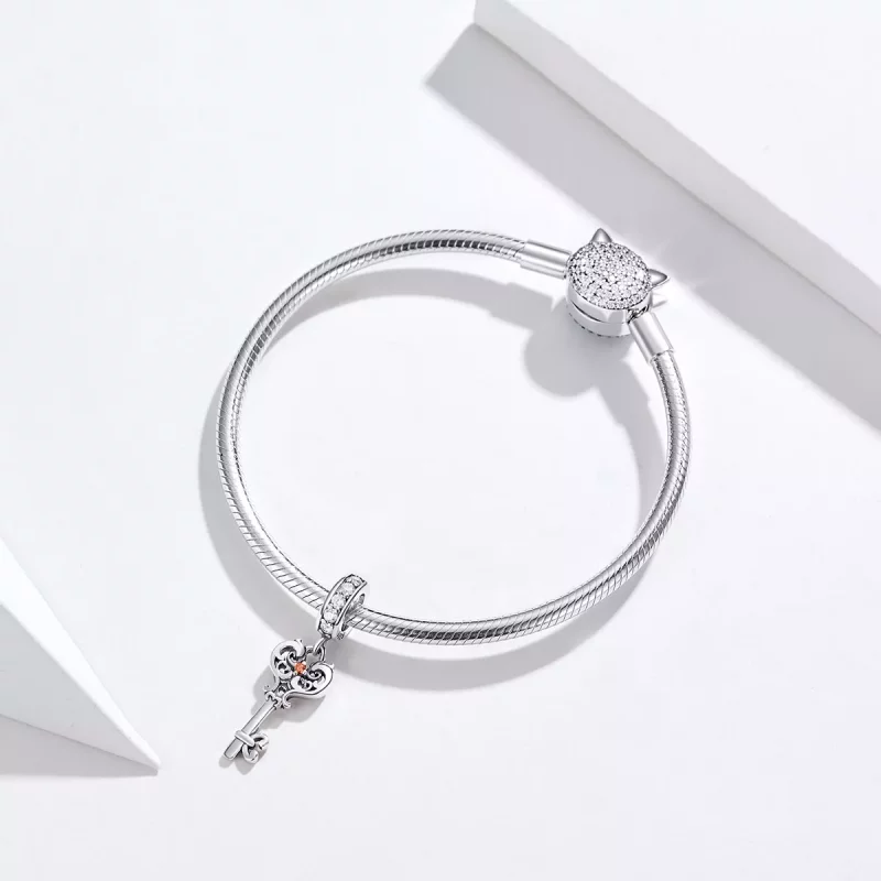 (imagen para) Colgante Heartslock plateado estilo Pandora - BSC092 - Ver 3
