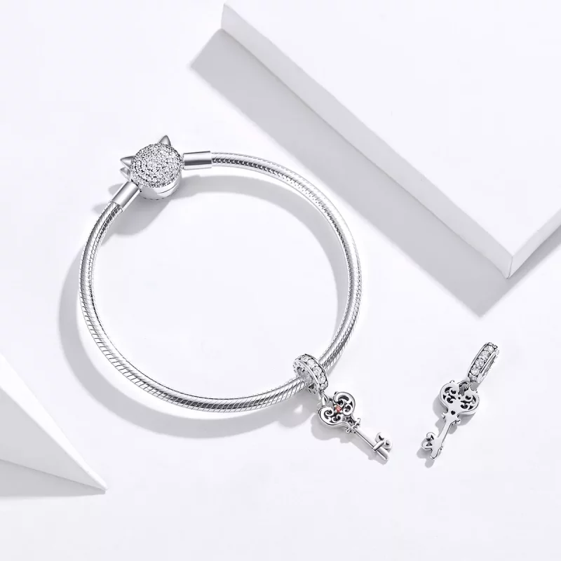 (imagen para) Colgante Heartslock plateado estilo Pandora - BSC092 - Ver 4