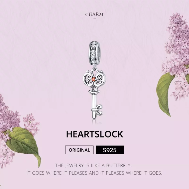 (imagen para) Colgante Heartslock plateado estilo Pandora - BSC092 - Ver 5