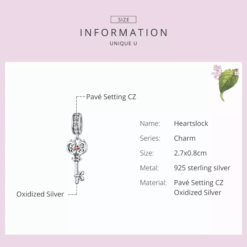 (imagen para) Colgante Heartslock plateado estilo Pandora - BSC092 - Ver 6