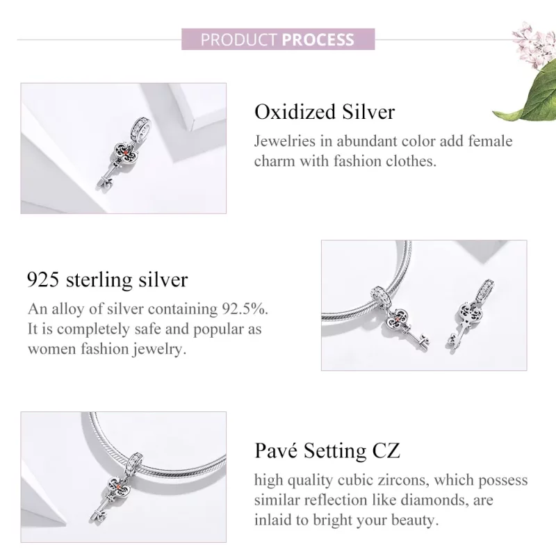 (imagen para) Colgante Heartslock plateado estilo Pandora - BSC092 - Ver 7