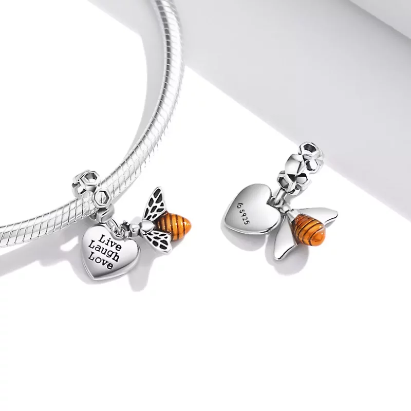 (imagen para) Dije colgante con abejas y corazones de estilo Pandora - BSC495 - Ver 4